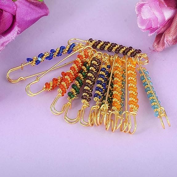 Pack Of 12 Multicolor Bead Pin, Decorative Safety Brooch Pins, Muslim Hijab Clip, Simulated Pearl Scarf Clip, Stylish New Hijab Pins, Ethnic Traditional Clip on Fashion Accessory Pack Of 12 Multicolor Bead Pin, Decorative Safety Brooch Pins, Muslim Hijab Clip, Simulated Pearl Scarf Clip, Stylish New Hijab Pins, Ethnic Traditional Clip on Fashion Accessory